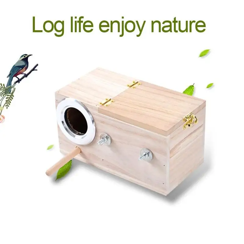 Caja de madera para cría de loros, casa de pájaro, nido, decoración decorativa para mascotas, accesorios para jaulas de balcón, N0W8