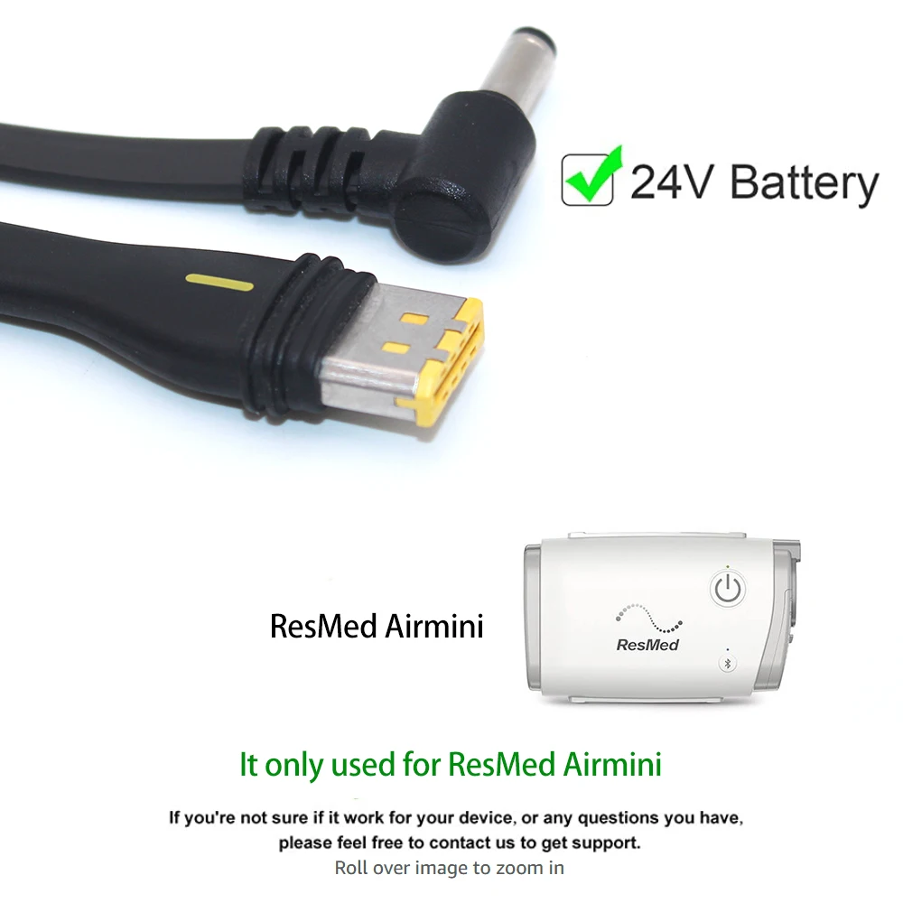 Cable de Alimentación CC para ResMed AirMini CPAP, Cable de Alimentación de 24V para Batería Externa/Banco de Energía, Adaptador de Viaje Portátil de 5.5x2.1mm