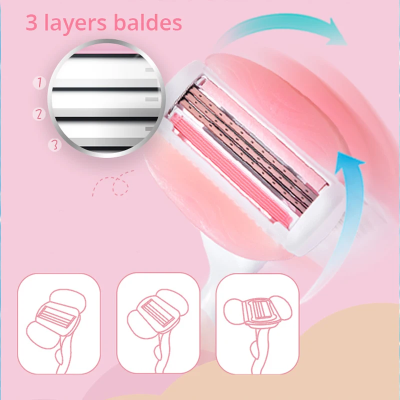 Cuchillas Gillette Venus de 3 capas con barra de jabón, cabezales de cuchilla de afeitar de afeitar suave, removedor de pelo, cuchilla de repuesto para cuerpo de mujer, 3 uds.