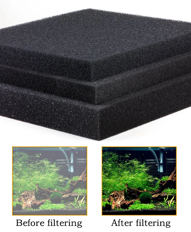 Accesorios para acuario, filtro de algodón bioquímico, práctico filtro de esponja de espuma para estanque de pecera, negro, varios tamaños 15 25 35 50PPI