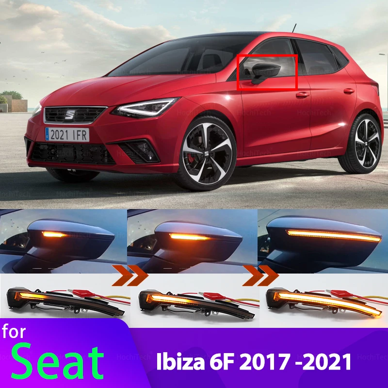 Luz LED de intermitente negra de desplazamiento dinámico, indicador de espejo secuencial, luz intermitente para asiento Ibiza 6F 2017 2018 2019