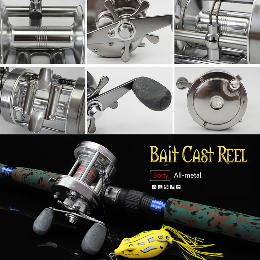 40 # -60 #   Carrete de pesca fuerte reforzado, totalmente metálico, para agua salada, barco de mar, pesca, Baitcasting, rueda de tambor para bagre, lubina almiñosa, Surf