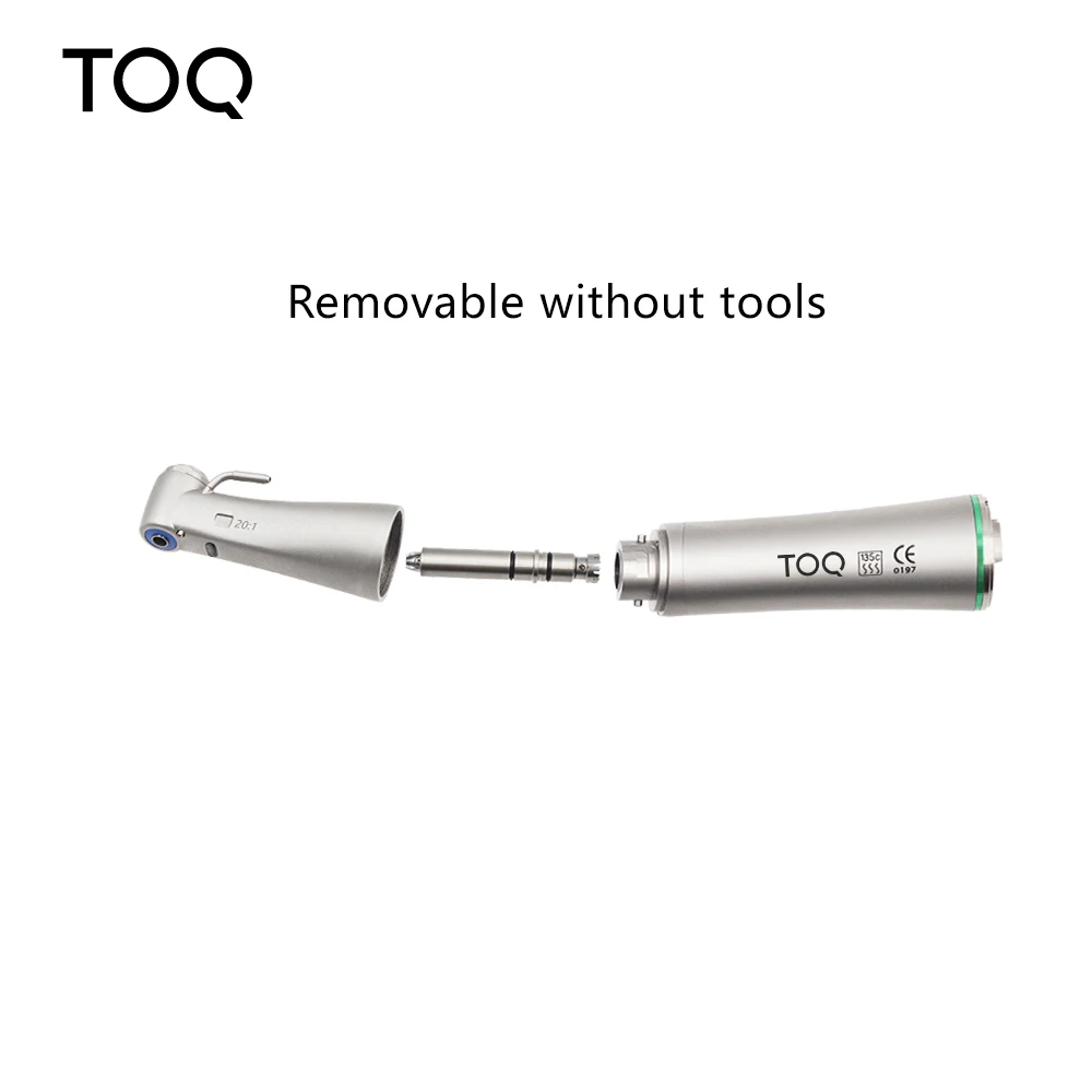 Pieza de mano contra-ángulo de reducción 20:1 con botón pulsador para implantes quirúrgicos SMAXSG20F, compatible con motor tipo E, con anillo rojo de aumento 1:5 y luz