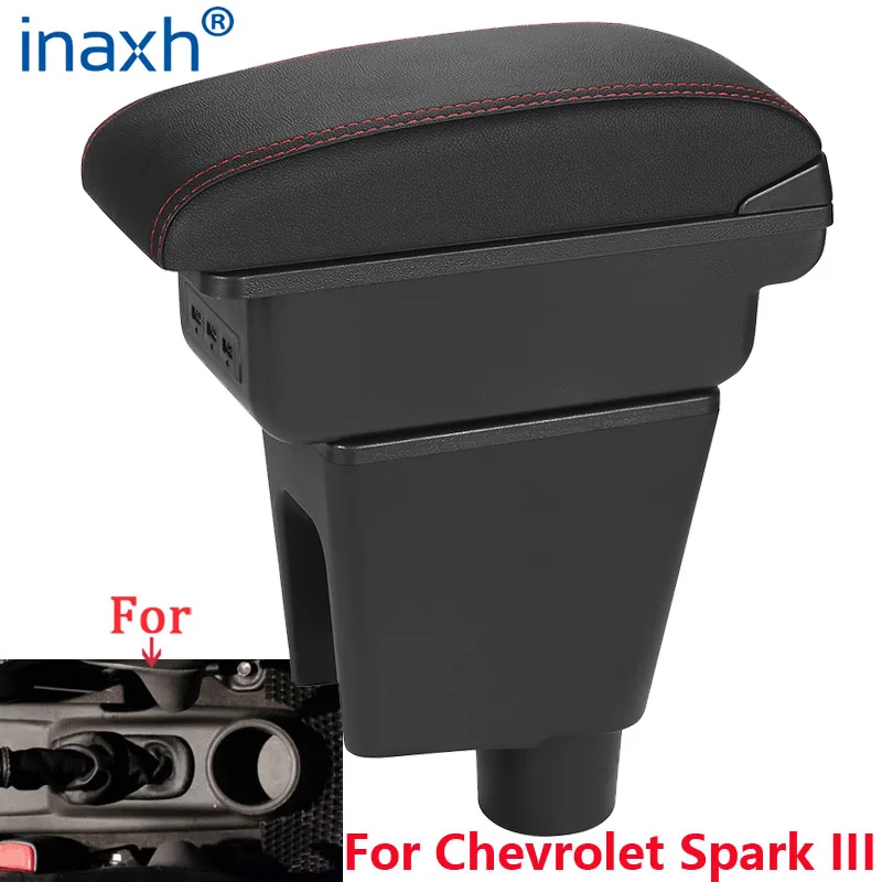 Para Chevrolet Spark caja de reposabrazos para Chevrolet Spark 3 III Aveo T200 caja de almacenamiento de reposabrazos de coche accesorios de coche detalles interiores