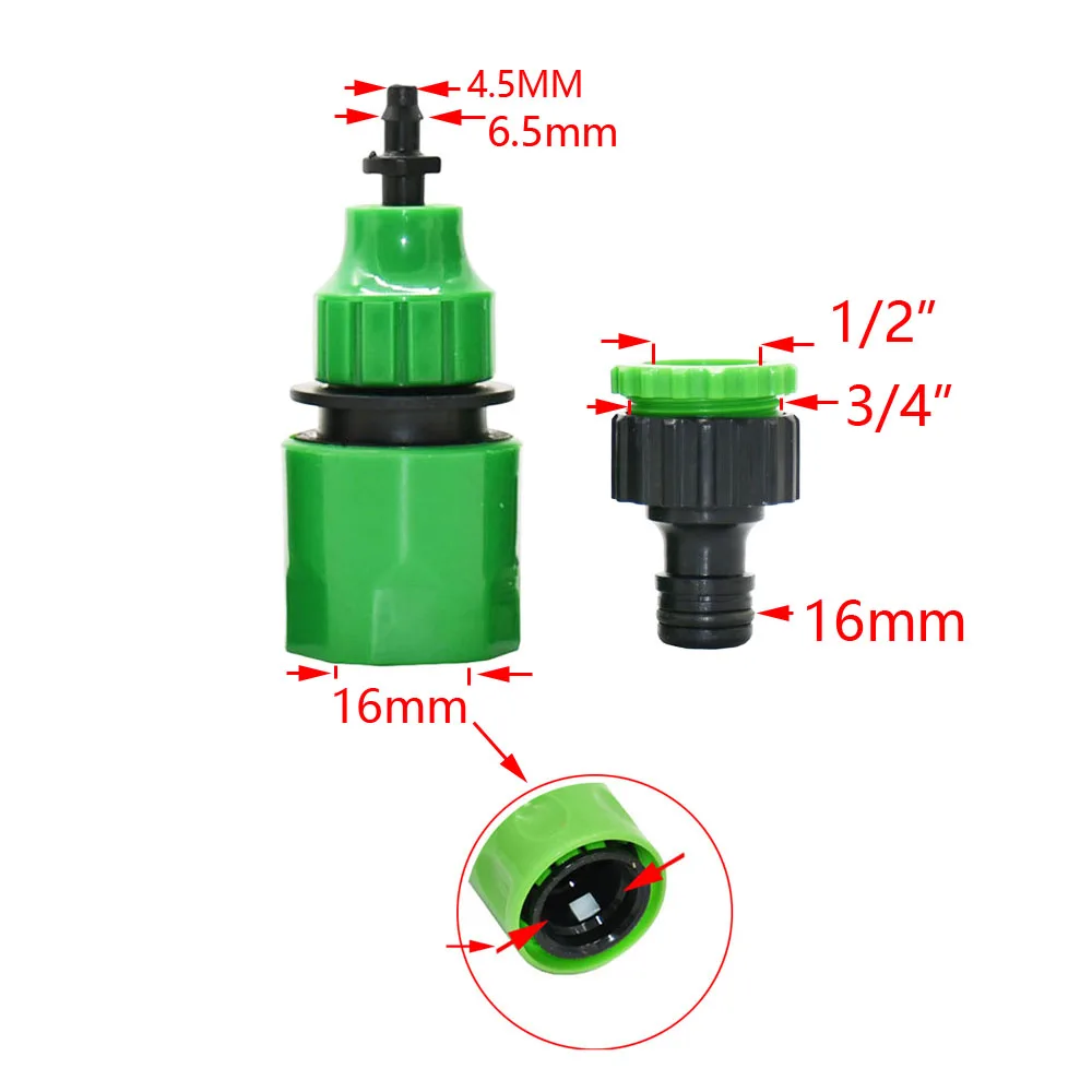 Grifo de jardín, conector rápido de manguera de 1/4 ", 4/7 8/11 16mm, junta de tubería de agua con púas, adaptador de riego por goteo de rosca macho hembra de 1/2" 1" 3/4"