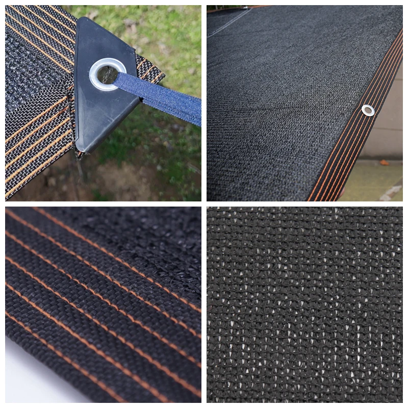 Malla de sombreo negra anti-UV de HDPE para jardín, plantas suculentas, cubierta para piscina exterior, malla de sombreo de 3, 6 y 12 pines