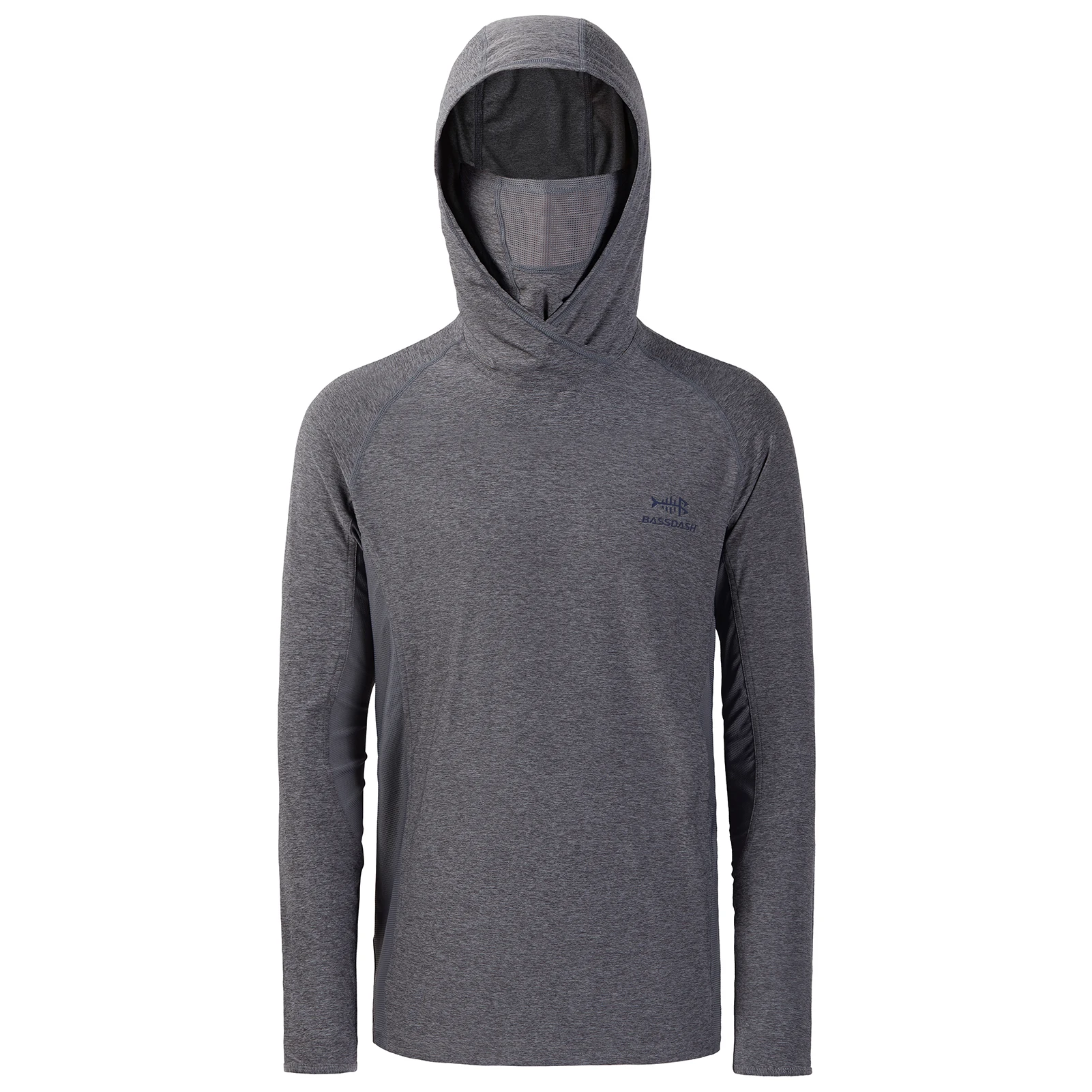 Bassdash UPF 50+ Camisa de pesca de manga larga para hombre con máscara UV Cuello Polaina Sudadera con capucha Manténgase la cabeza Cara Cálido Senderismo al aire libre Correr