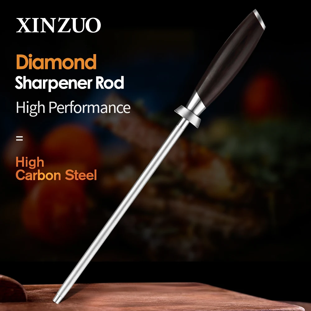 XINZUO-afilador de cuchillos de acero con alto contenido de carbono, varilla de afilado de diamante, asistente de cocina, Musat
