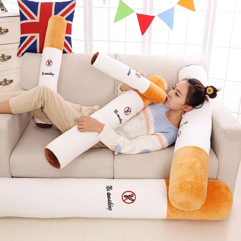 30-110cm creativo fumar cojín cilíndrico para dormir almohada para cigarrillos juguetes de peluche de sonrisa moda novio regalo de cumpleaños