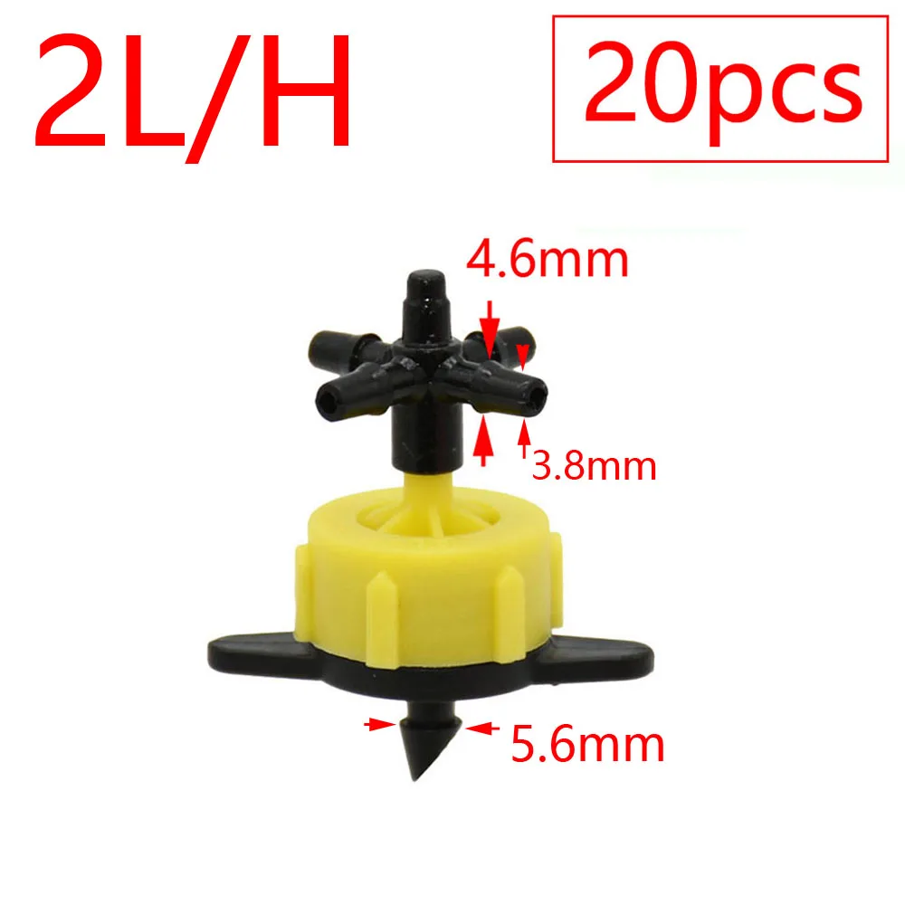 2L 4L 8L riego por goteo flecha de 4 vías conector cuentagotas divisor de agua cruzado emisor flecha de goteo Micro sistema de riego por goteo
