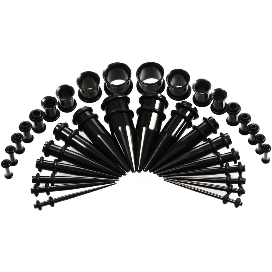 Juego de dilatadores de oreja de acero inoxidable, Kit de estiramiento, Tapers, ojales, tapones, expansor, Piercings corporales, 14G-00G, 36 unidades por lote