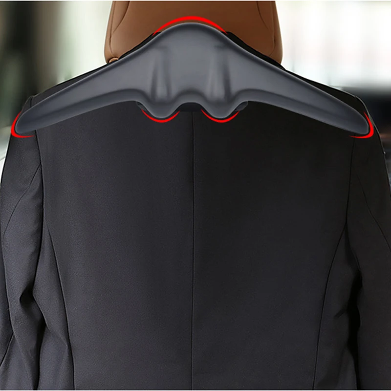 Perchas de cuero PU suave de alta calidad para trajes, abrigos y chaquetas, para el reposacabezas del asiento trasero del coche, con asa de seguridad y gancho para colgar