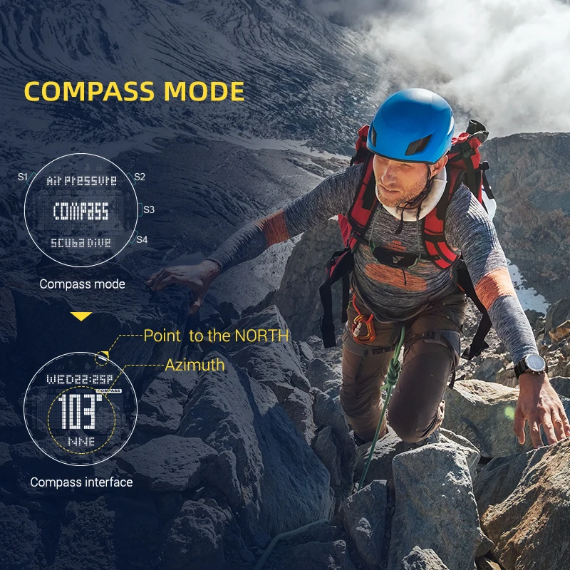 NORTH EDGE Reloj inteligente para hombre Reloj de buceo profesional para computadora Buceo NDL (sin tiempo Deco) 50M Altímetro Barómetro Brújula Nuevo