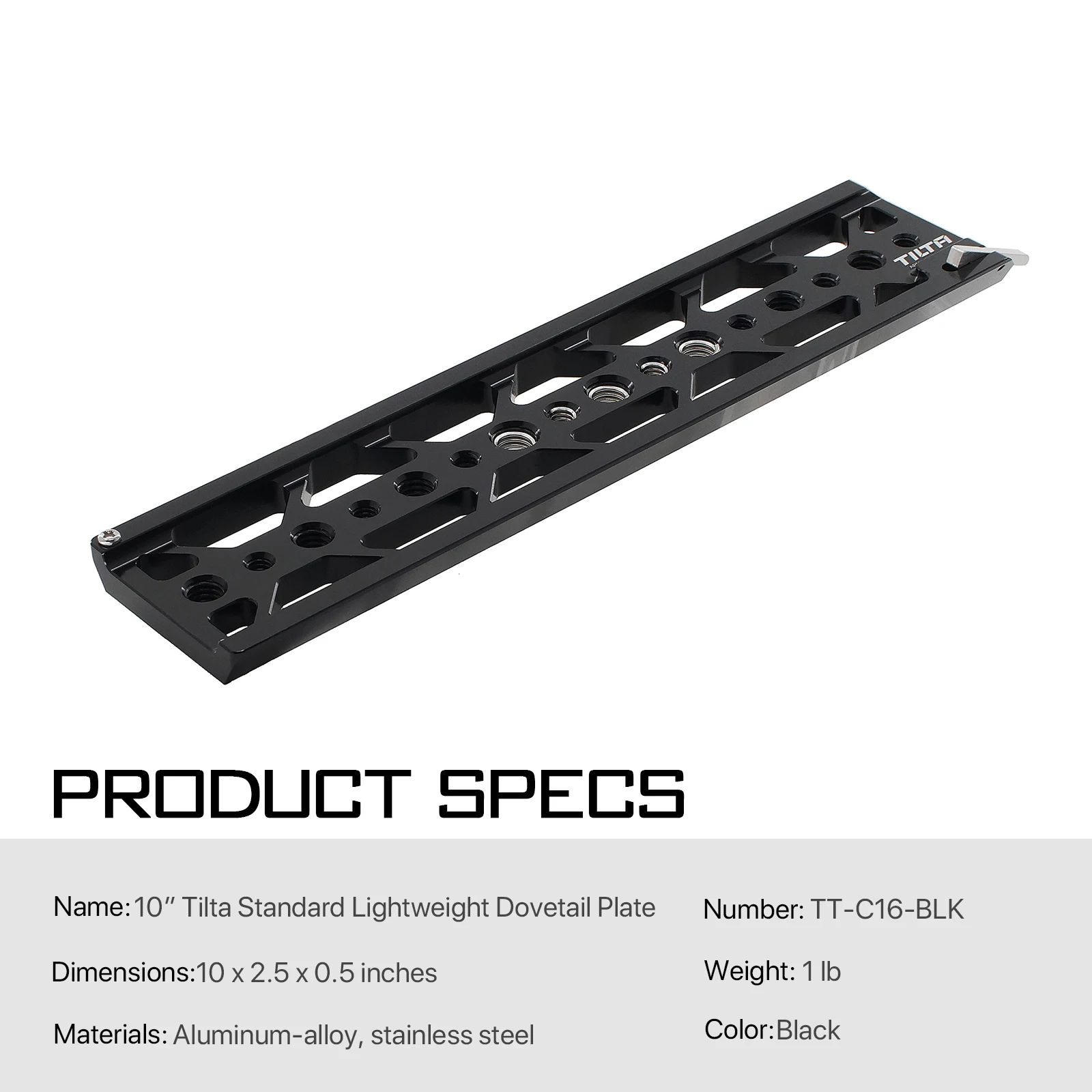 TILTA Placa de cola de milano ligera, placa de cola de milano estándar Arri, 10 ", 12", 14 ", 18", 24"
