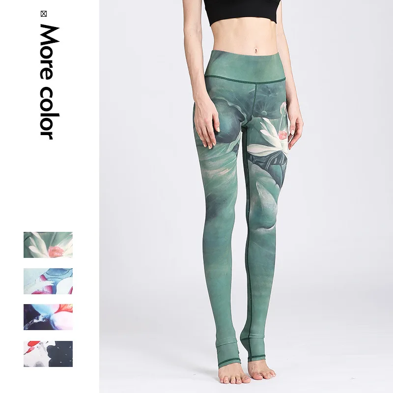 Pantalones de Yoga Cloud Hide para mujer, mallas deportivas de entrenamiento de cintura alta, medias largas, pantalones florales de realce para correr, entrenamiento, Control de barriga