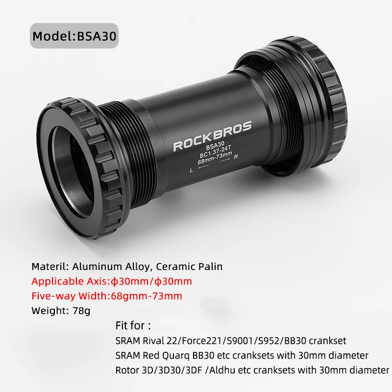 ROCKBROS-soporte inferior de bicicleta, rodamiento de cerámica, diámetro BSA 68 73 MM 24-22mm para SRAM GXP DUB Shimano 6800 R8000, platos y bielas