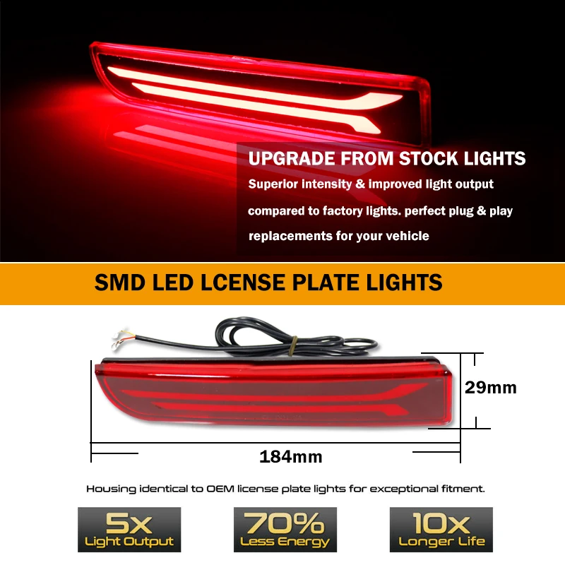 2x para Mitsubishi Lancer Evo X Outlander Reflector rojo trasero LED parachoques freno parada luz de marcha luces antiniebla luz de giro