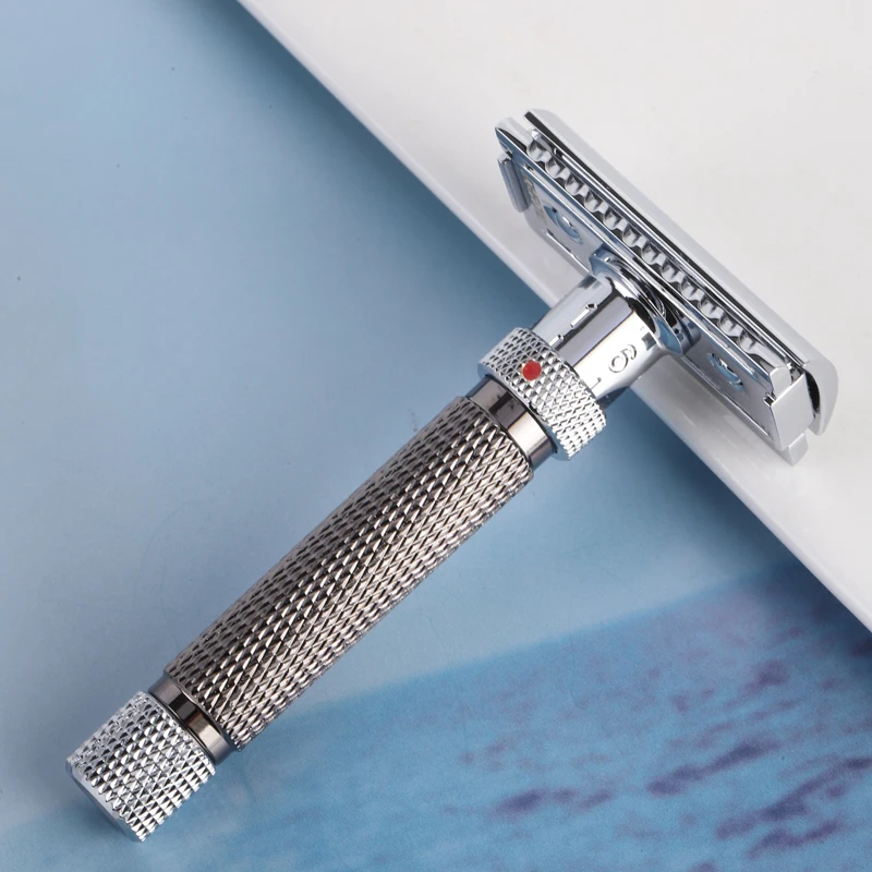 Yaqi-maquinilla de afeitar de seguridad ajustable para hombre, color cromo y bronce, corte final