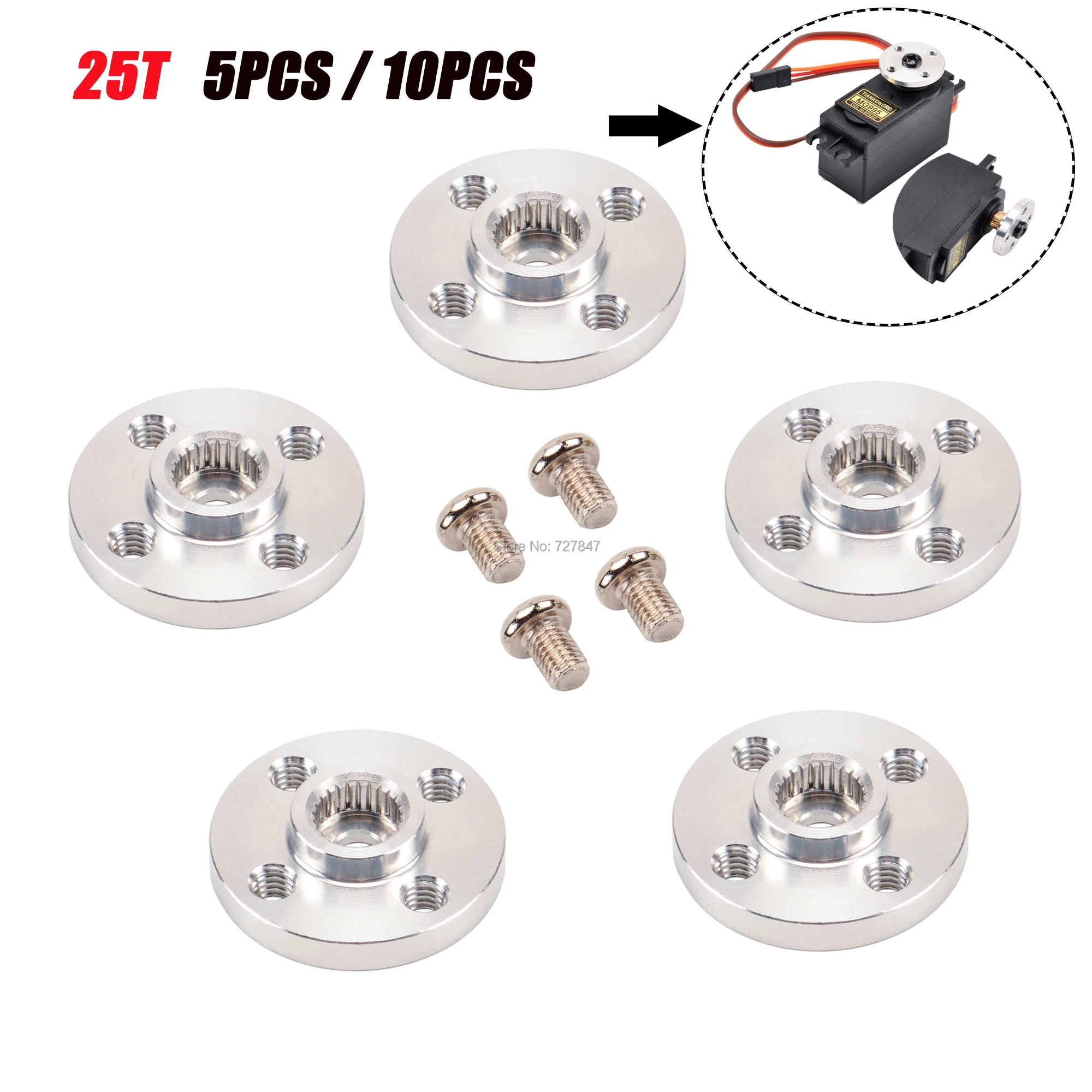 5 uds/10 Uds lote de Metal de aluminio 25T Servo brazo tipo redondo disco Matal cuernos para MG995 MG996R MG945 MG995 MG946 Rc Servos ACE Robot