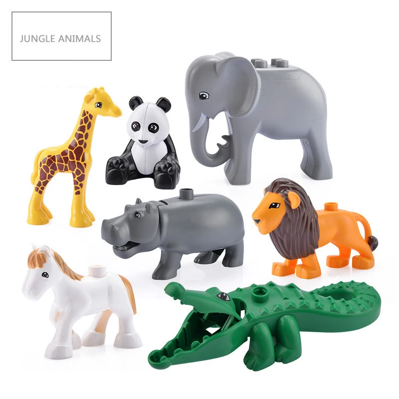 Bloques de construcción grandes a granel para niños, piezas de ensamblaje de animales del zoológico de granja, accesorios, modelo de ladrillos, juguetes educativos Montessori