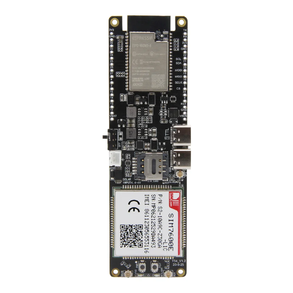 LILYGO ®   TTGO T-SIM7600E-L1C 4G LTE CAT4 módulo Dongle USB ESP32 Chip WiFi Bluetooth 18650 soporte de batería Placa de carga Solar