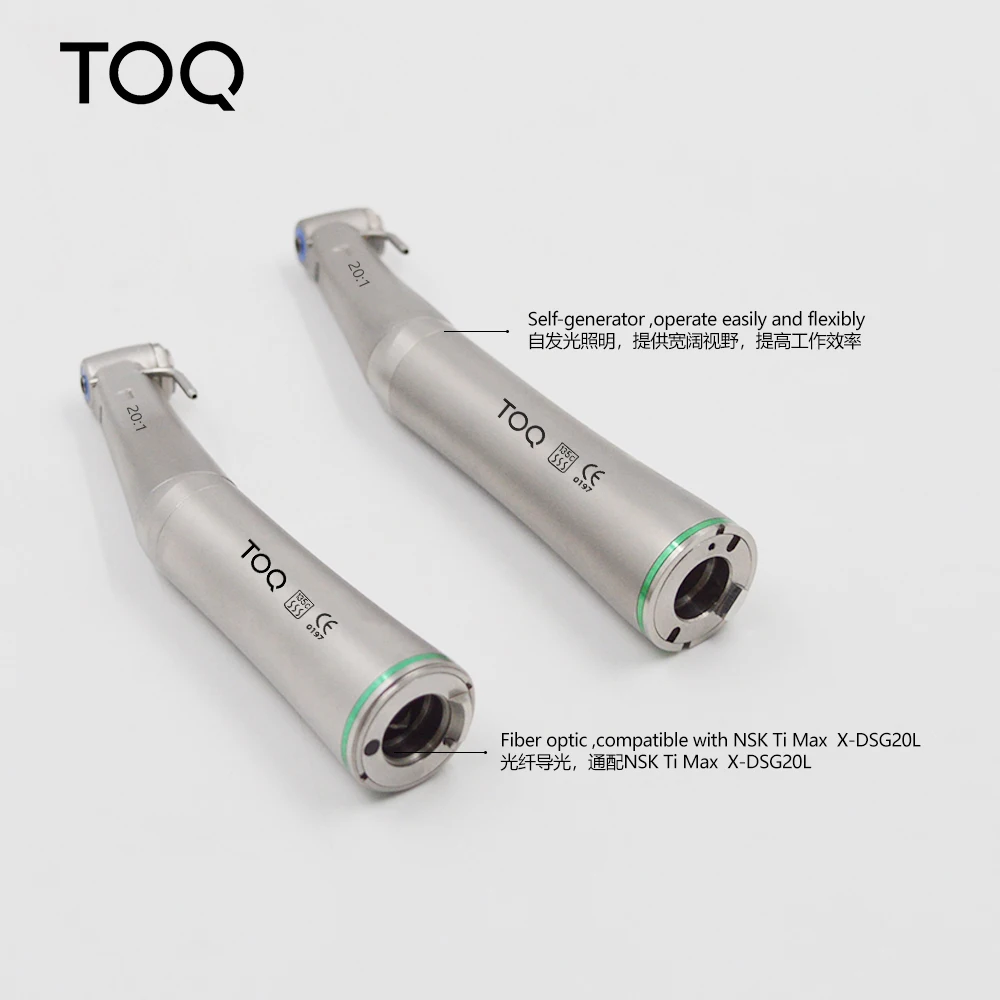 Pieza de mano contra-ángulo de reducción 20:1 con botón pulsador para implantes quirúrgicos SMAXSG20F, compatible con motor tipo E, con anillo rojo de aumento 1:5 y luz