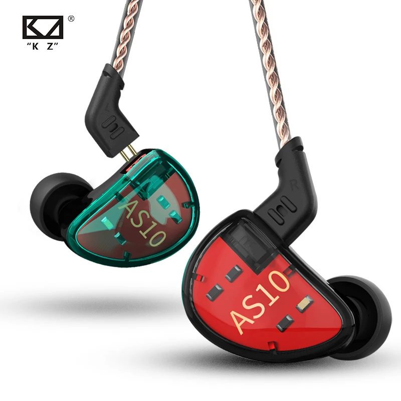 KZ-auriculares AS10 HIFI con cable y cancelación de ruido, audífonos comunes con Monitor de graves para juegos, Amature 5BA