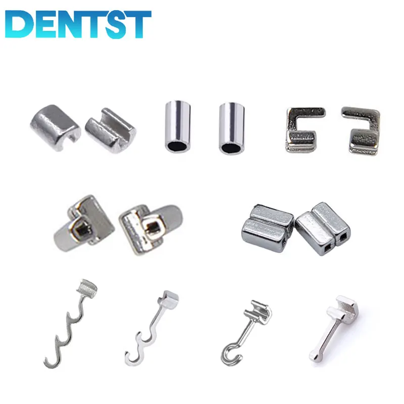 Ganchos crimpables de ortodoncia Dental, tubo cruzado largo/corto/tipo de parada fijo en arcos para tratamiento de ortodoncia, 10 Uds.