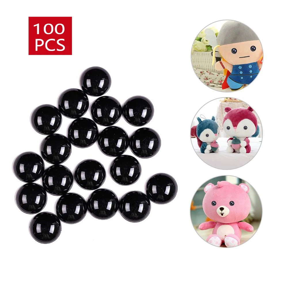 Ojos de seguridad de plástico negro para niños, 100 piezas, 3-12mm, para muñeca de oso, marioneta de Animal, manualidades, juguetes para niños, accesorios para ojos, envío gratis