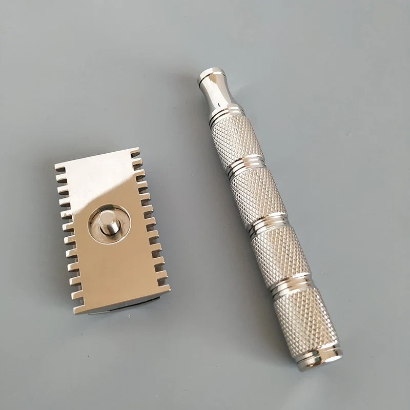 Dscosmetic X2 Maquinilla de Afeitar de Seguridad de Doble Filo de Acero Inoxidable 316L con Peine para Afeitado en Húmedo para Hombre