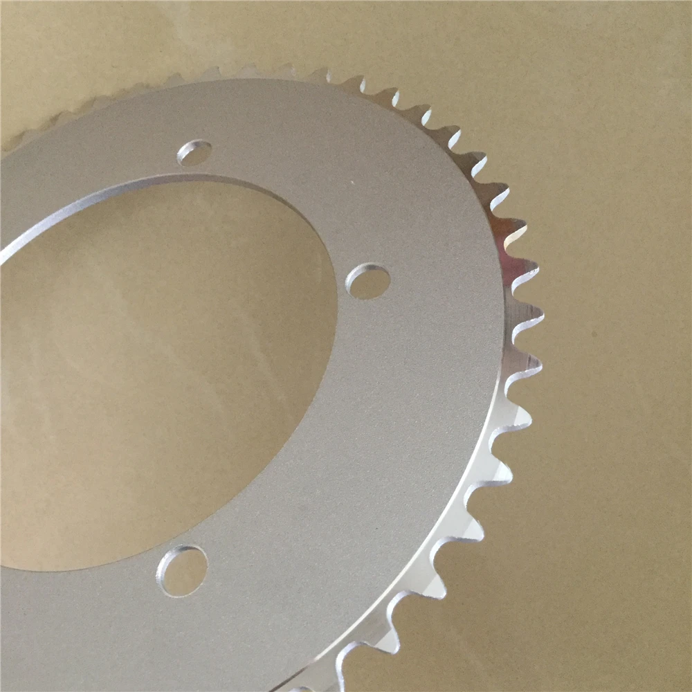 Plato de Cadena para Bicicleta de Pista y Piñón Fijo, 130 MM BCD, 44T 46T 48T 50T 52T 53T, para Bicicleta Fixie de Una Velocidad, Plateado