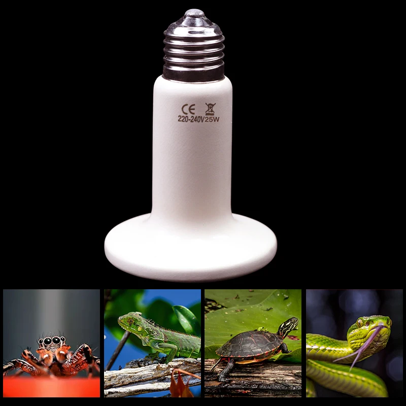 Lámpara de calefacción de infrarrojos lejanos para mascotas, bombilla de cerámica de 220V para reptiles y tortugas, emisor de calor, 25W, 50W, 75W, 100W, 150W, 200W