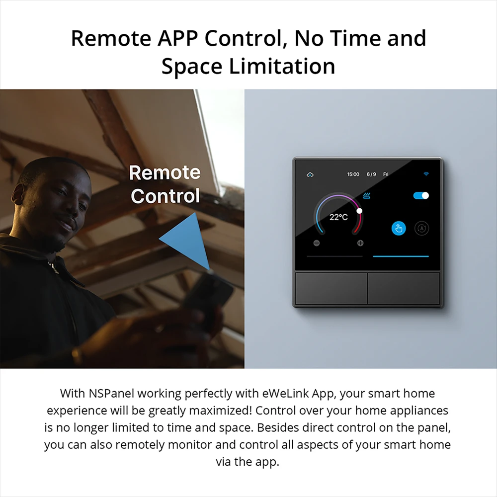SONOFF NSPanel interruptor de pared de escena inteligente HMI Panel UE/EE. UU. termostato de Control múltiple pantalla meteorológica en tiempo Real a través de la aplicación eWeLink