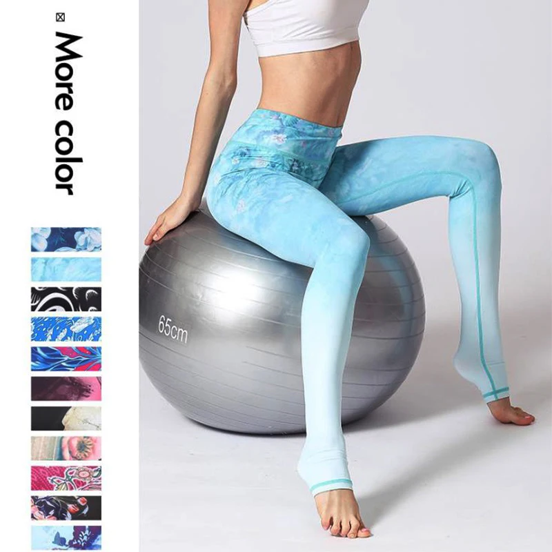 Pantalones de Yoga Cloud Hide para mujer, mallas deportivas de entrenamiento de cintura alta, medias largas, pantalones florales de realce para correr, entrenamiento, Control de barriga
