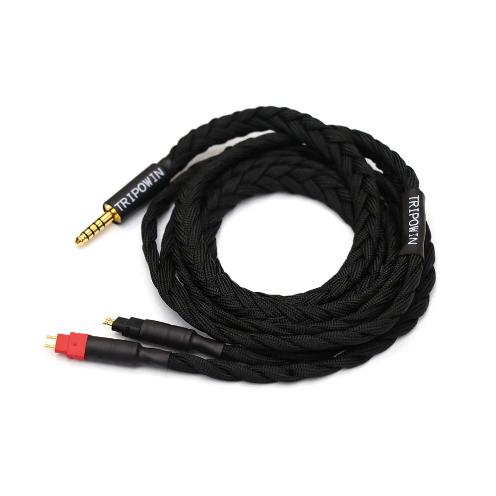Preorden Tripowin GranVia 26AWG 36 hebras x 4 núcleos Cable de repuesto para auriculares hecho a mano para HD650 HD580 HD800 ANANDA negro