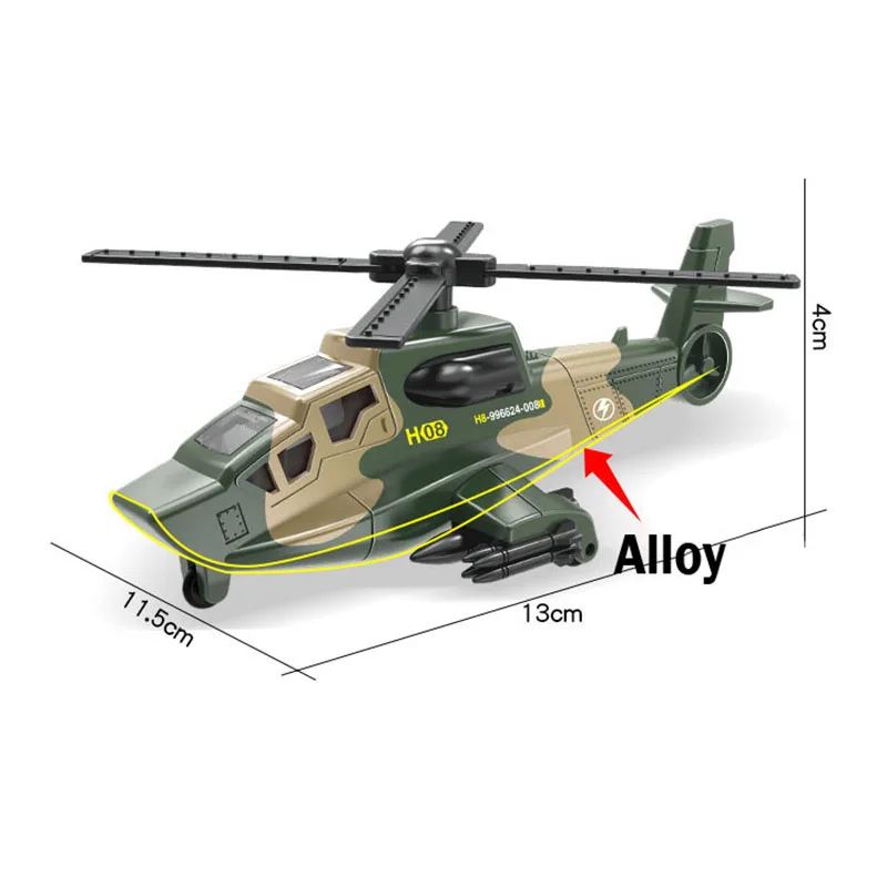 Coche de aleación de Metal, simulación de mecanismo de relojería, tanque armado militar, vehículo blindado, coche, camión, juguete para niños, modelo de helicóptero
