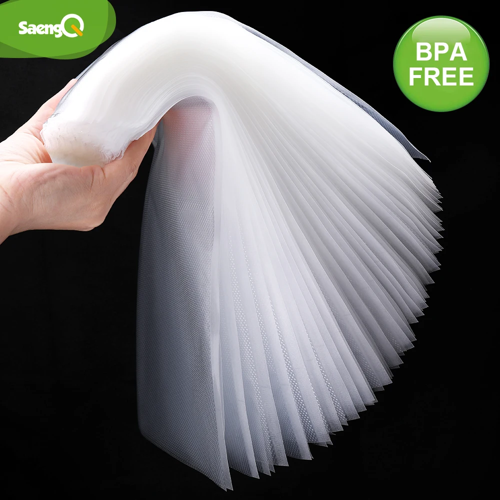 SaengQ bolsas de vacío de cocina para sellador al vacío de alimentos, máquina de embalaje, bolsa de almacenamiento de alimentos, accesorios de cocina sin BPA, 100 unids/lote