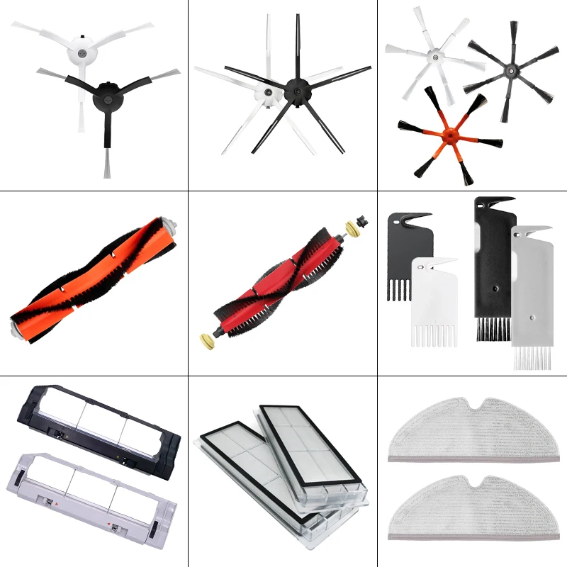 Repuestos para XiaoMi Roborock S50 S51 S55 S6 S60 S61 S65 S5 Max S6 MaxV S6 Pure: Paño de Mopa, Filtro HEPA, Cubierta de Cepillo Lateral/Principal