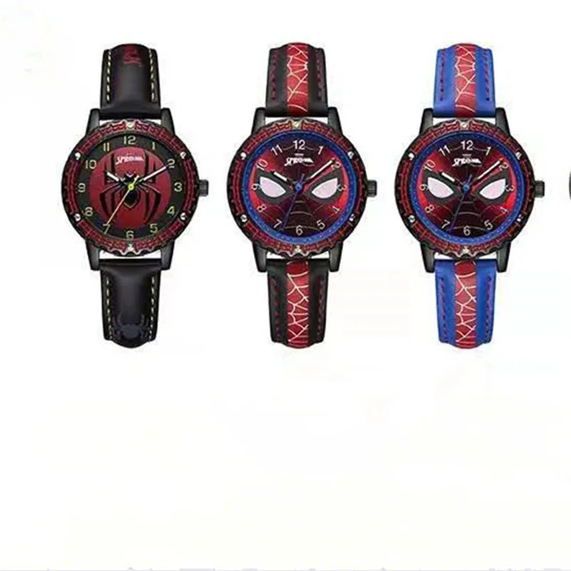 Reloj de dibujos animados para niños, reloj para estudiantes de escuela primaria, reloj de cuarzo Spiderman, reloj de pulsera con puntero luminoso para niños