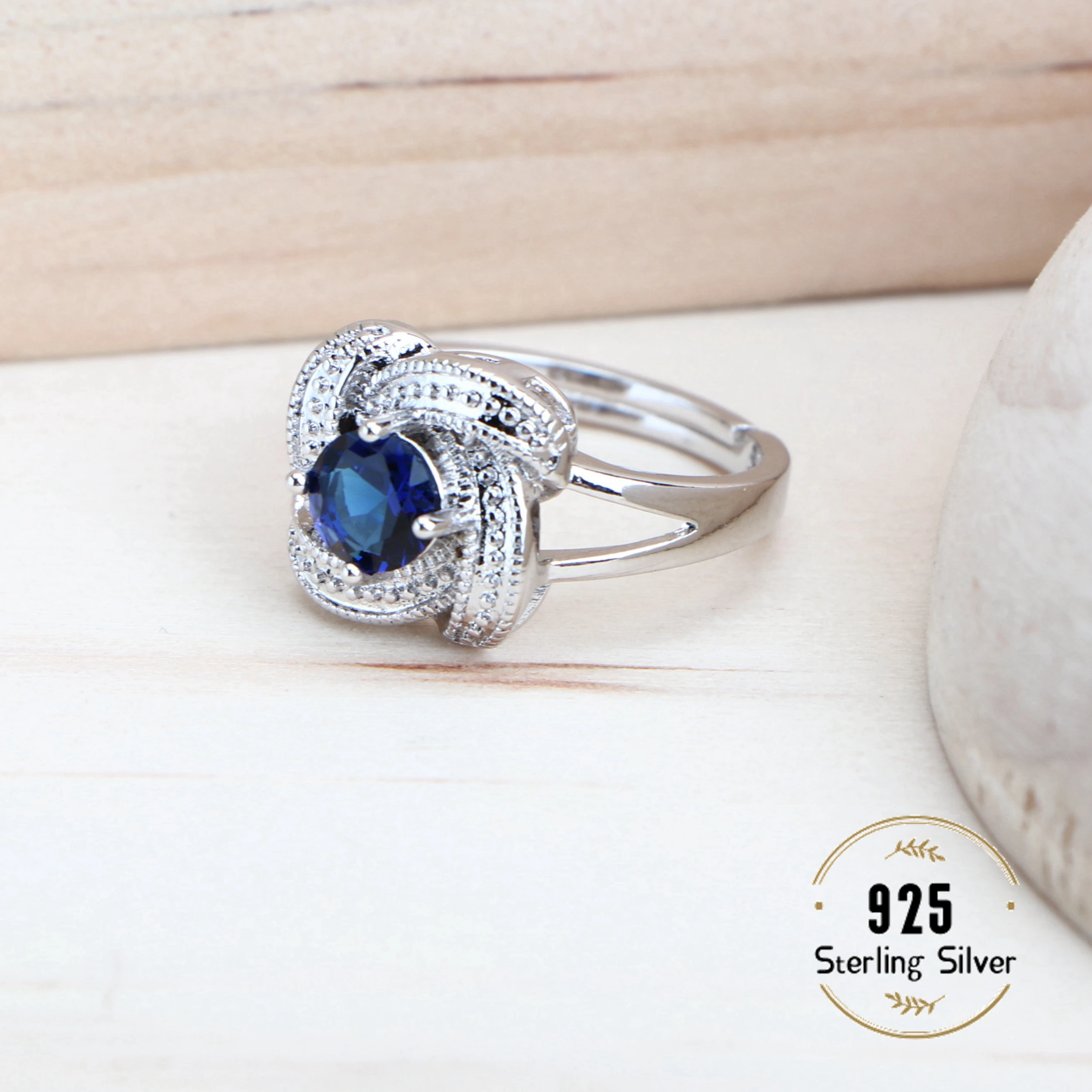 Conjuntos de joyería para mujer de circonia azul, Plata de Ley 925, joyería nupcial para boda, pendientes, anillos, pulseras, collar con colgante