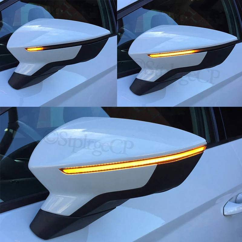 Luz LED de intermitente negra de desplazamiento dinámico, indicador de espejo secuencial, luz intermitente para asiento Ibiza 6F 2017 2018 2019