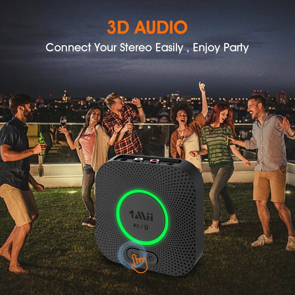 Receptor de Audio Bluetooth 1Mii AptX LL Dual Link RCA 3.5mm AUX, Música 3D, Adaptador de Audio Inalámbrico de Largo Alcance 30M para Altavoz B06 Plus