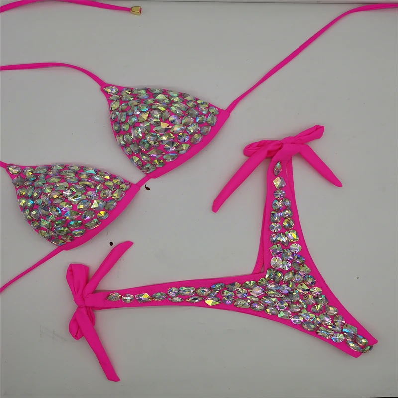 2021 Venus Vacation último diseño de alta calidad chica sexy diamantes de imitación rosa bling bikini traje de baño