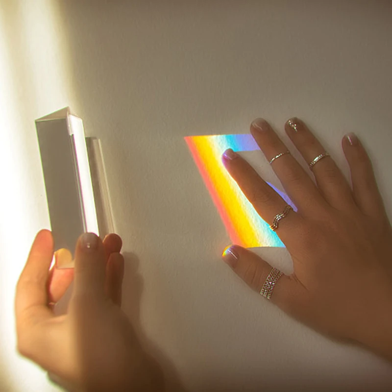 Prisma Triangular de vidrio óptico, refractor de física Triple, enseñanza de espectro de luz, enseñanza educativa, 30x30x50mm, niños y estudiantes