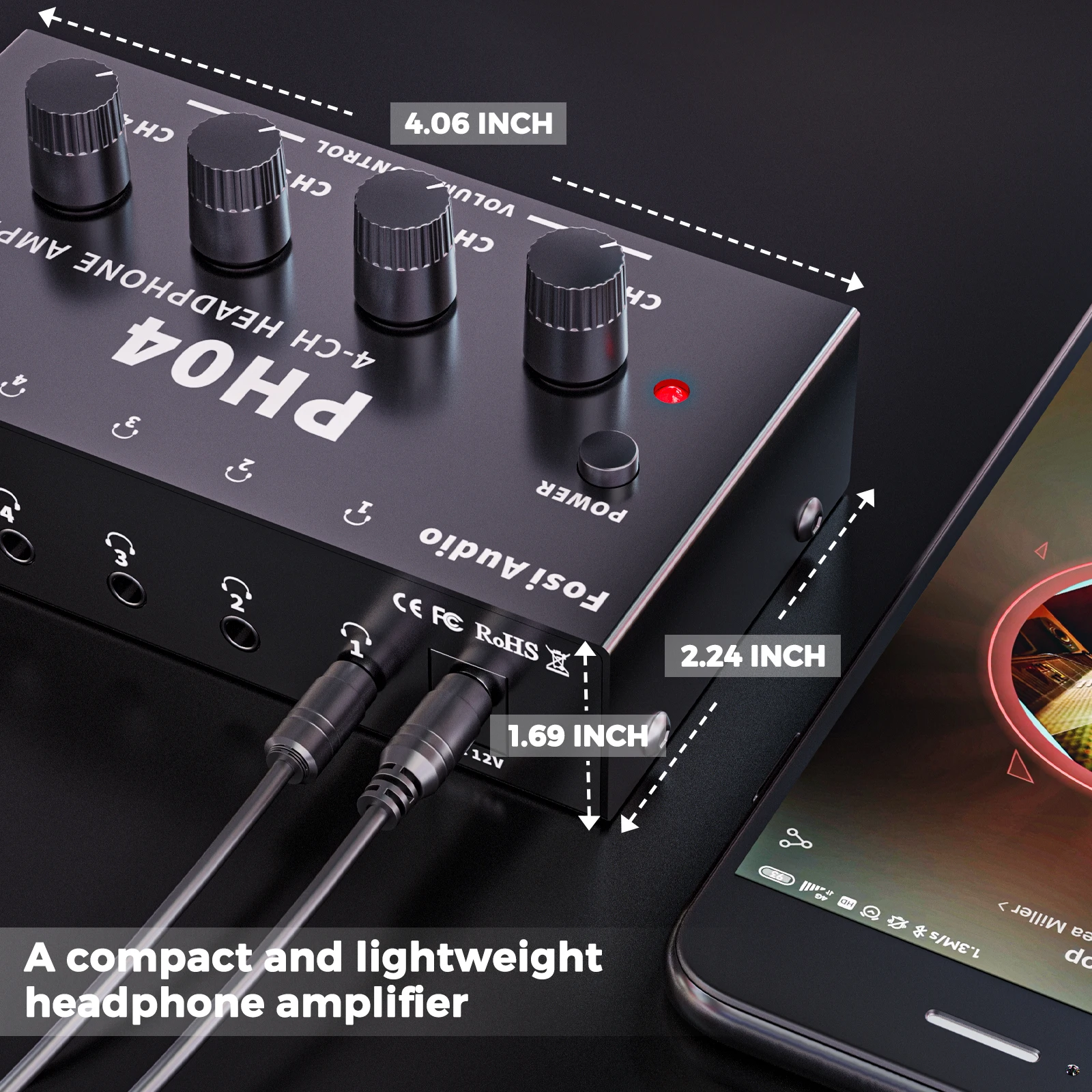 Fosi Audio PH04 4CH amplificador de auriculares amplificador de Audio estéreo de Metal preamplificador divisor de auriculares portátil ultracompacto para estudio