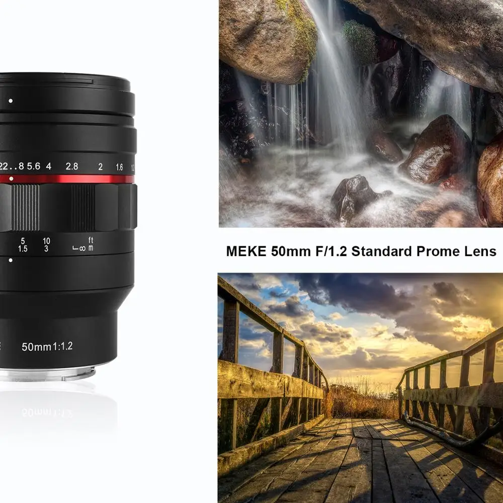 Lente Meike de 50 mm F1.2 de Gran Apertura y Enfoque Manual para Cámaras Sony con Montura E/Nikon con Montura Z/Canon con Montura EF/L