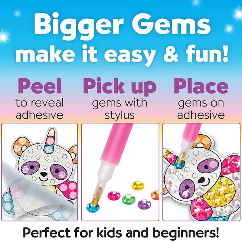 Kit de 12 pegatinas de pintura de diamante con gema grande, artesanía artística para niñas y niños, unicornio, Animal, Sealife, mosaico mágico, punto, juguetes adhesivos, regalos