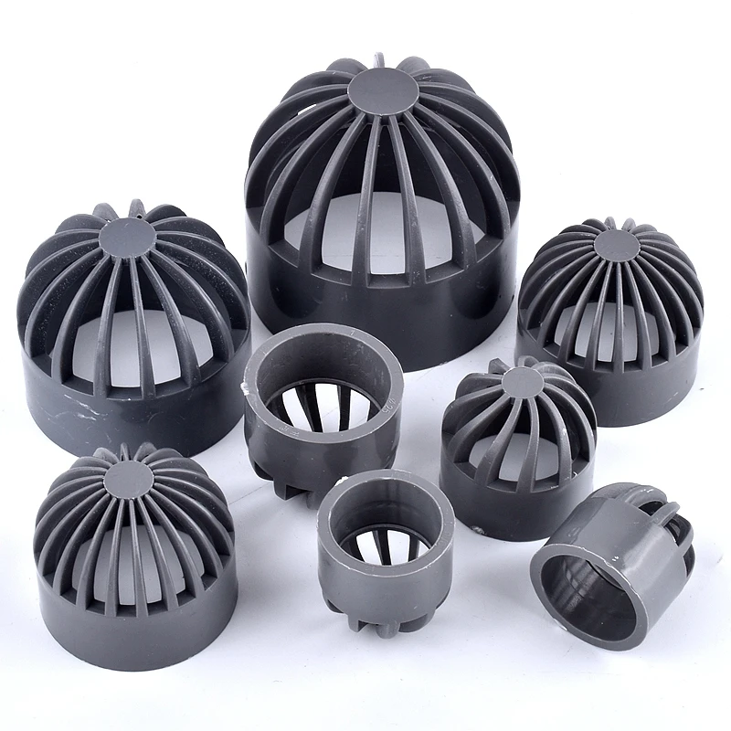 1 ~ 3 uds gris 20 ~ 110mm tapa transpirable de PVC conducto de aire tapa de ventilación acuario permeable tanque de peces filtro de pantalla conector de tubo