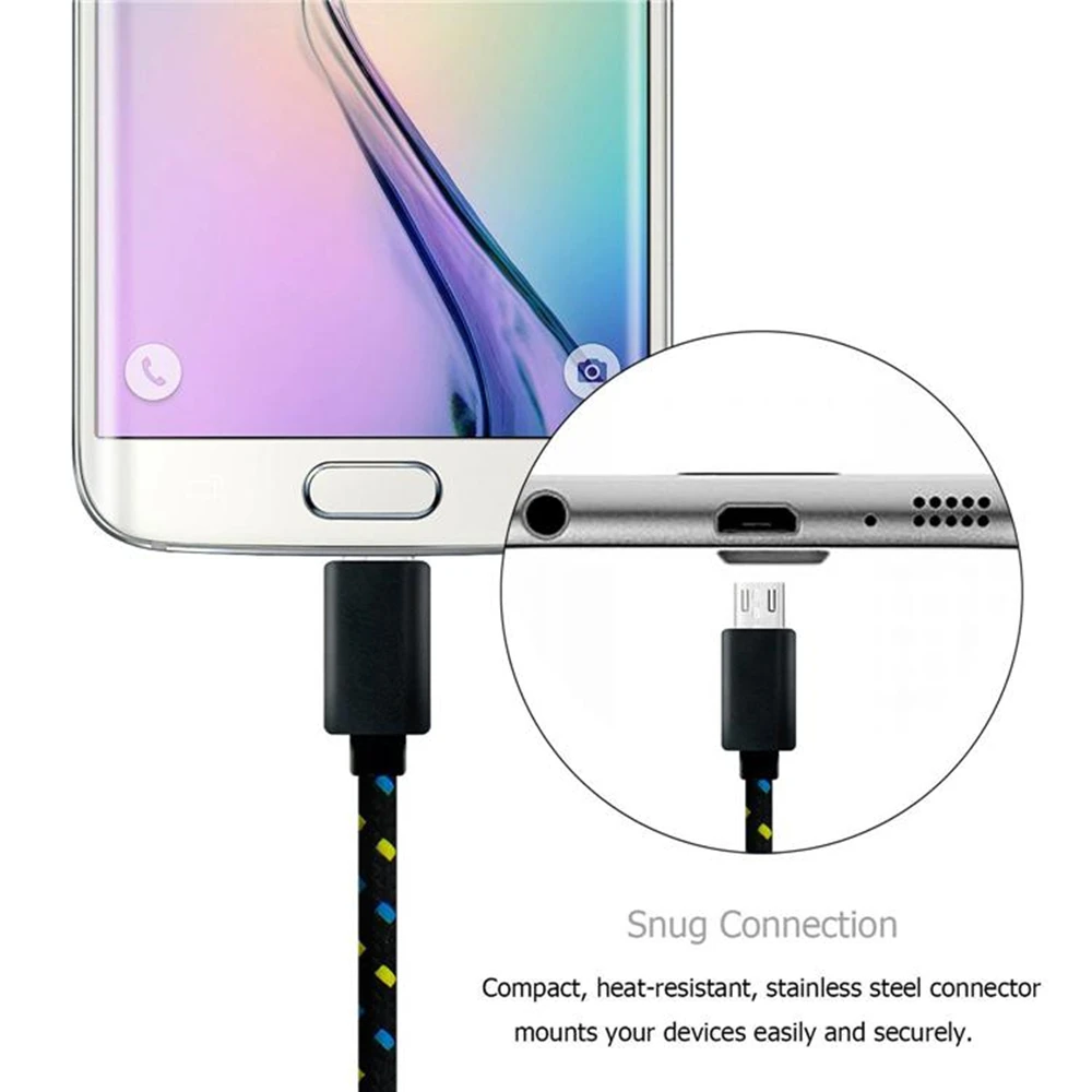 Cable Micro USB sincronización de datos Cable cargador USB para Samsung S7 Huawei Xiaomi Android Cables de teléfono móvil trenzados de nailon carga rápida
