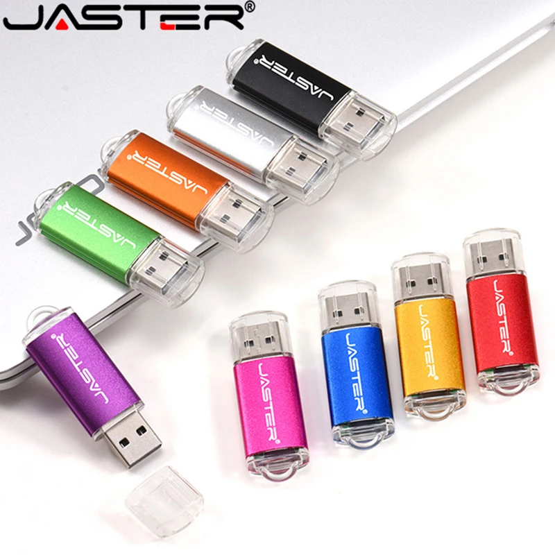 JASTER nuevo creativo con llavero USB 2,0 unidad Flash 128GB 64GB 32GB 16GB 8GB 4GB 128MB Pendrive moda 9 colores U Stick regalo